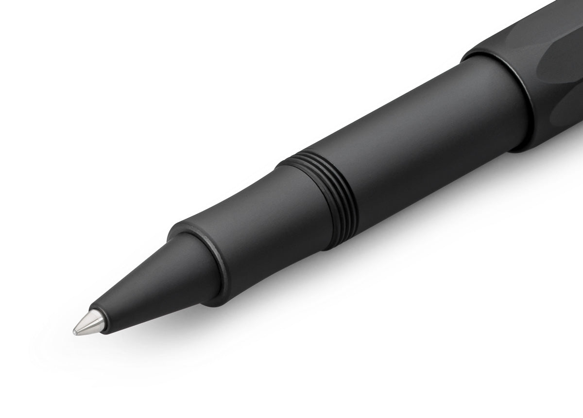 All black everything – our roller ball in black performs brilliantly in any situation. The elegant, black pen with a matt surface can be combined with various notebooks, papers and other accessories.
The metallic body is made of high-quality aluminium and grants an unique haptic experience. Its fine surface imparts elegance.
The Kaweco Sport was created in 1911. The pocket-sized roller ball pen only measures 10.5 cm when closed, and grows to a standard size of 13 cm, when the cap is attached.
The i