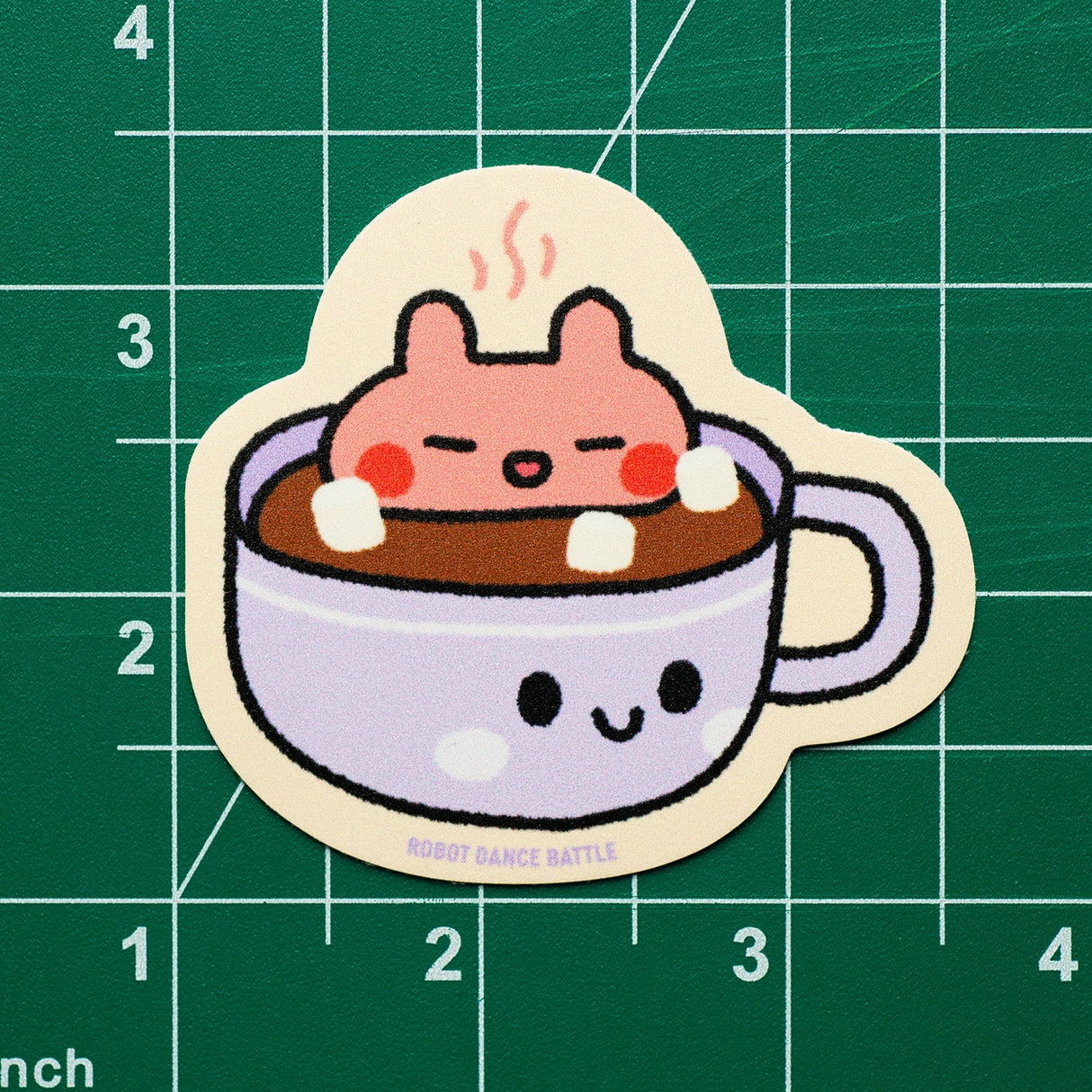 Robot Dance Battle - Keep Warm Bunny Hot Chocolate Vinyl Sticker