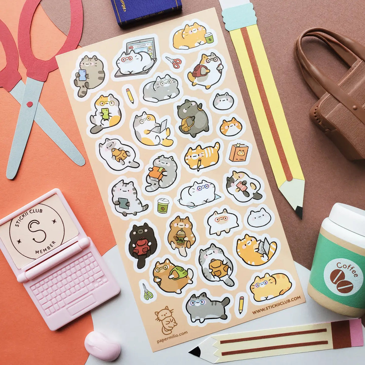Study sessions are a little more fun with @papermilio’s fluffy friends around! Some are busy reading and studying, while others are packing up supplies, checking their screens, or simply taking a well-deserved breather. This sheet proves that hitting the books is always better with a feline friend nearby.
Art by: @papermilio
One sticker sheet is included.
Top Coating: None
Adhesive Layer: Paper
Backing Layer: Clear PET
Size: 6.69"x3.54"
Weight-0.03oz