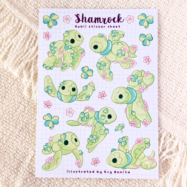 Kobii the Sea Turtle Vinyl Sticker Sheet | Shamrock Edition