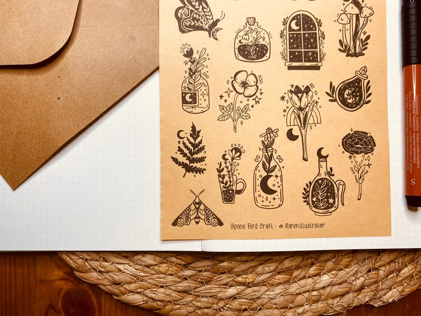 Kraft Night Spell Sticker Sheet