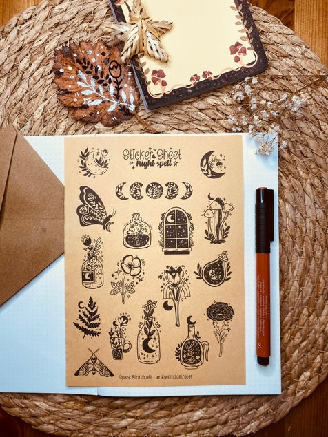 Kraft Night Spell Sticker Sheet