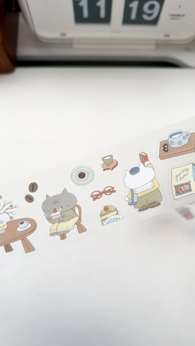 A Cup of Journaling P.E.T Tape, a collaboration with Idiot Sandwich
Add a touch of seasonal whimsy to your creative projects with Our first collaboration with Idiot Sandwich, an Illustrator from Vietnam. Thao illustrations captures everything Kubo and Lucy is about, coffee, stationery and journaling. This P.E.T tape is perfectly Kiss Cut, for easy use.