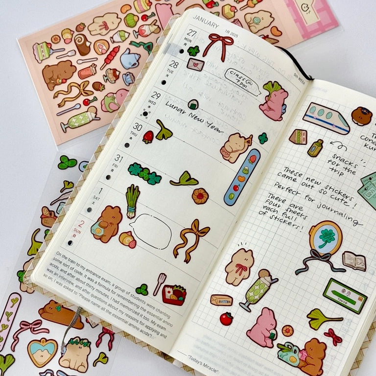 Cute deco stickers!
Great for journaling and Polaroid deco :)
Waterproof, matte PVC material
Size: 7.5 x 15.5 cm sheet