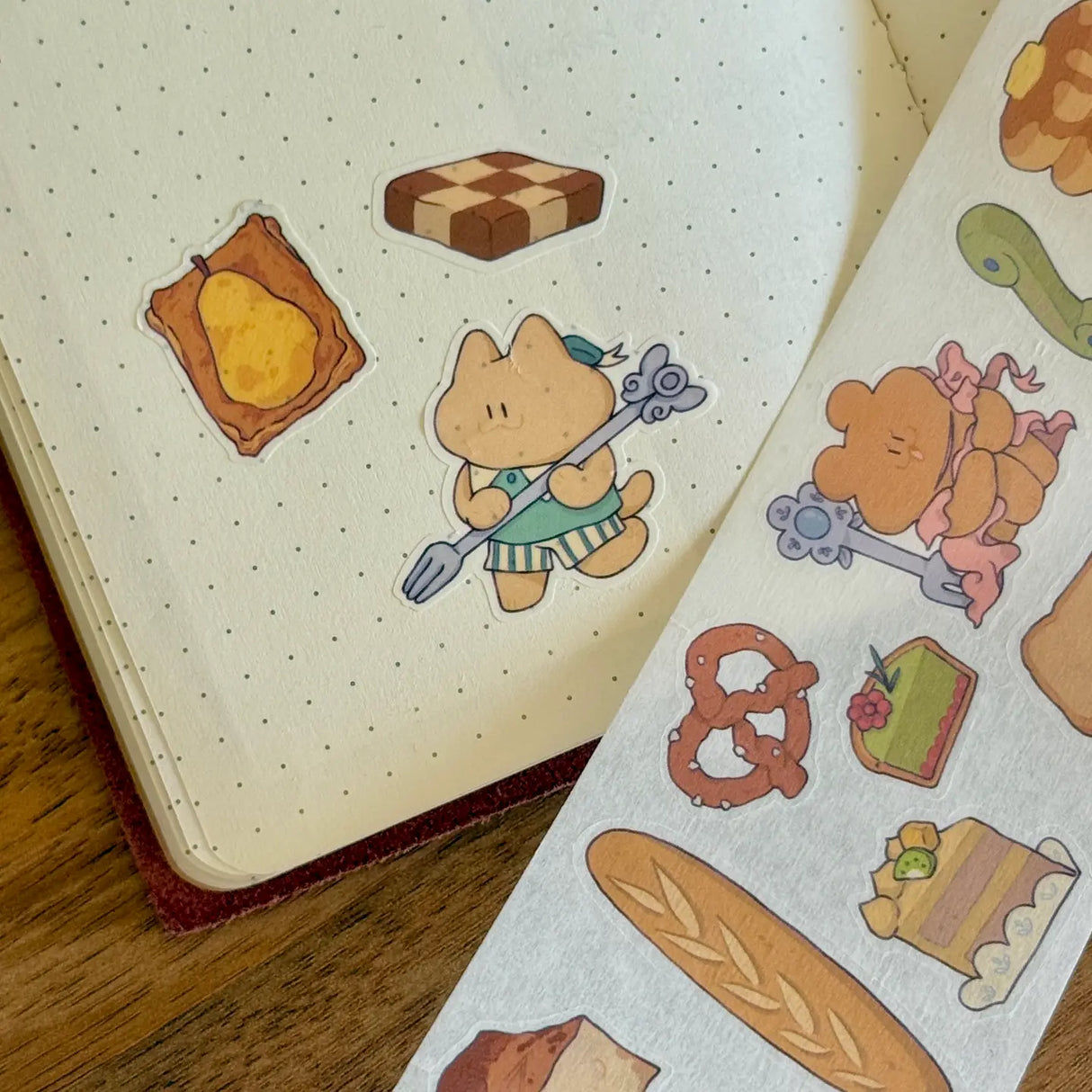 5 meters of pure kiss-cut, washi sticker bakery bliss~
They readjust easily and blend in with the paper. (Lighter paper recommended for maximum visibility)
Just like the washi tape material you love, but in a sticker roll. No more saving your stickers for later! Use it up!!
Dimensions: 50mm x 5m