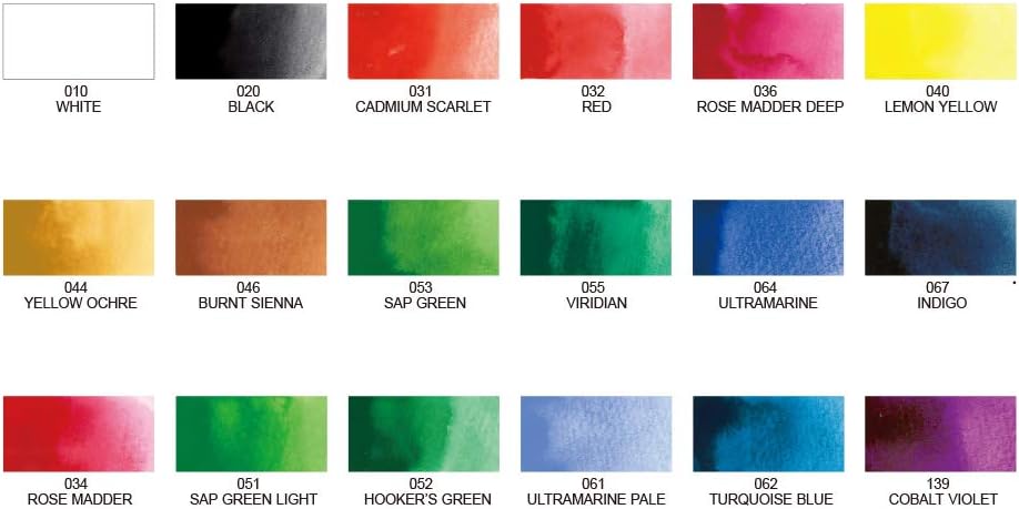 Take your artistic expression to the next level with the Zig Kuretake Gansai Tambi 18-Piece Watercolor Set.
These high-quality Japanese traditional solid watercolors offer stunning finishes, ideal for artists and crafters with a keen eye for detail. Their water-based pigments blend beautifully and create luminous effects, making them perfect for sketching, illustrating, and adding refined touches to mixed media projects.
This set contains White, Black, Cadmium Scarlet, Red, Rose Madder, Rose Madder