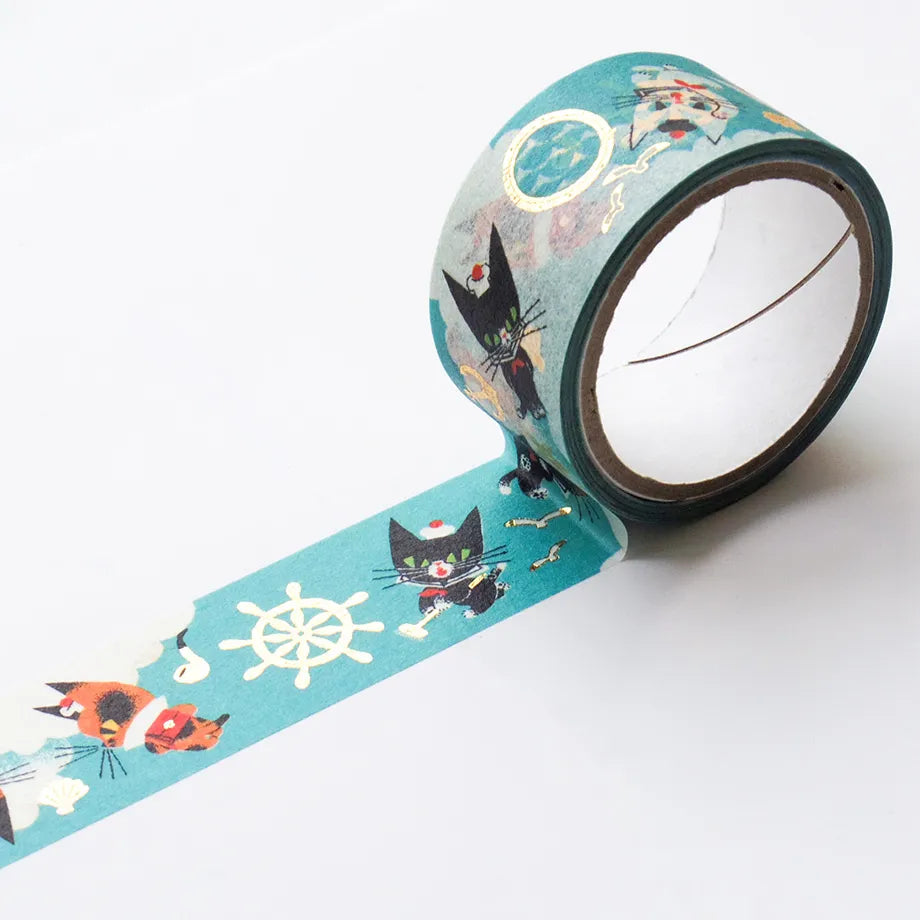 The trio on this adorable washi tape are Abby (brown-black tortie shell), Theo (white), and Ron (black and white socks). The marine look is fresh and very cute. Cut short to use as stickers, or as a pop point in wrapping or decoration.
✨ Product Features
Gold foil stamping for a subtle, elegant shine
Perfect for decorating planners, journals, cards, gifts, and scrapbooks
High‑quality Cozyca Products washi tape
Size: 20 mm × 5 m