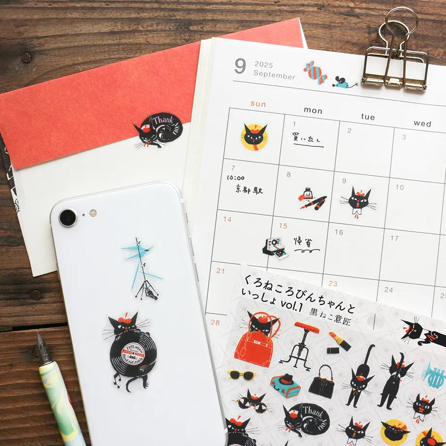 A sticker featuring a stylish black cat named 'Robin-chan' as the main character.
Robin-chan's pose, which gives off the unique softness of cats, is irresistibly cute.
Printed on PET material, the stickers have a smooth, durable finish that’s easy to peel and place - great for both everyday use and special projects.
✨ Product Details
Smooth, durable PET sticker material
Perfect for planners, journals, scrapbooking, and cardmaking
Backing Sheet Size: 141 × 188 mm
Sticker sheet size: 138 × 170 mm
