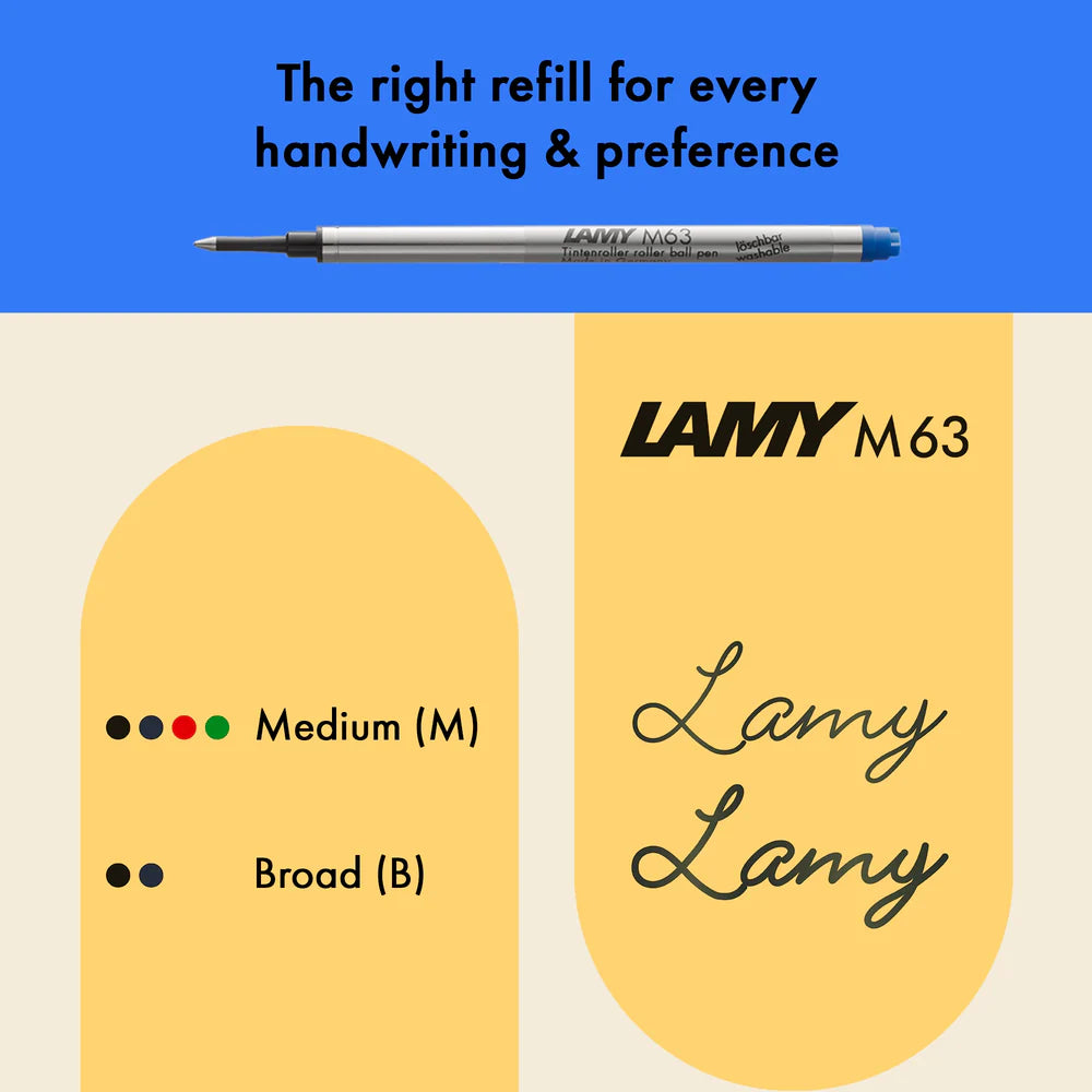 Light, lighter, LAMY AL-star: the writing classic made of resistant aluminium masters all challenges of everyday life in style. The transparent grip lies comfortably in the hand and, with an unobstructed view of the ink duct, turns the functional into a visual highlight. The series is ever inspiring with new special editions in current trendy colours and is thus an inspiring must-have in any pencil case.
Lightweight rollerball pen with ergonomic grip made of high-quality transparent plastic.
Distinctive m