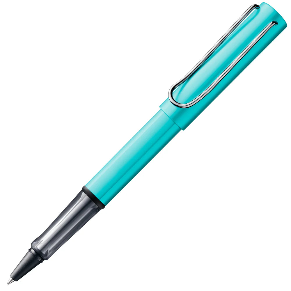 Light, lighter, LAMY AL-star: the writing classic made of resistant aluminium masters all challenges of everyday life in style. The transparent grip lies comfortably in the hand and, with an unobstructed view of the ink duct, turns the functional into a visual highlight. The series is ever inspiring with new special editions in current trendy colours and is thus an inspiring must-have in any pencil case.
Lightweight rollerball pen with ergonomic grip made of high-quality transparent plastic.
Distinctive m