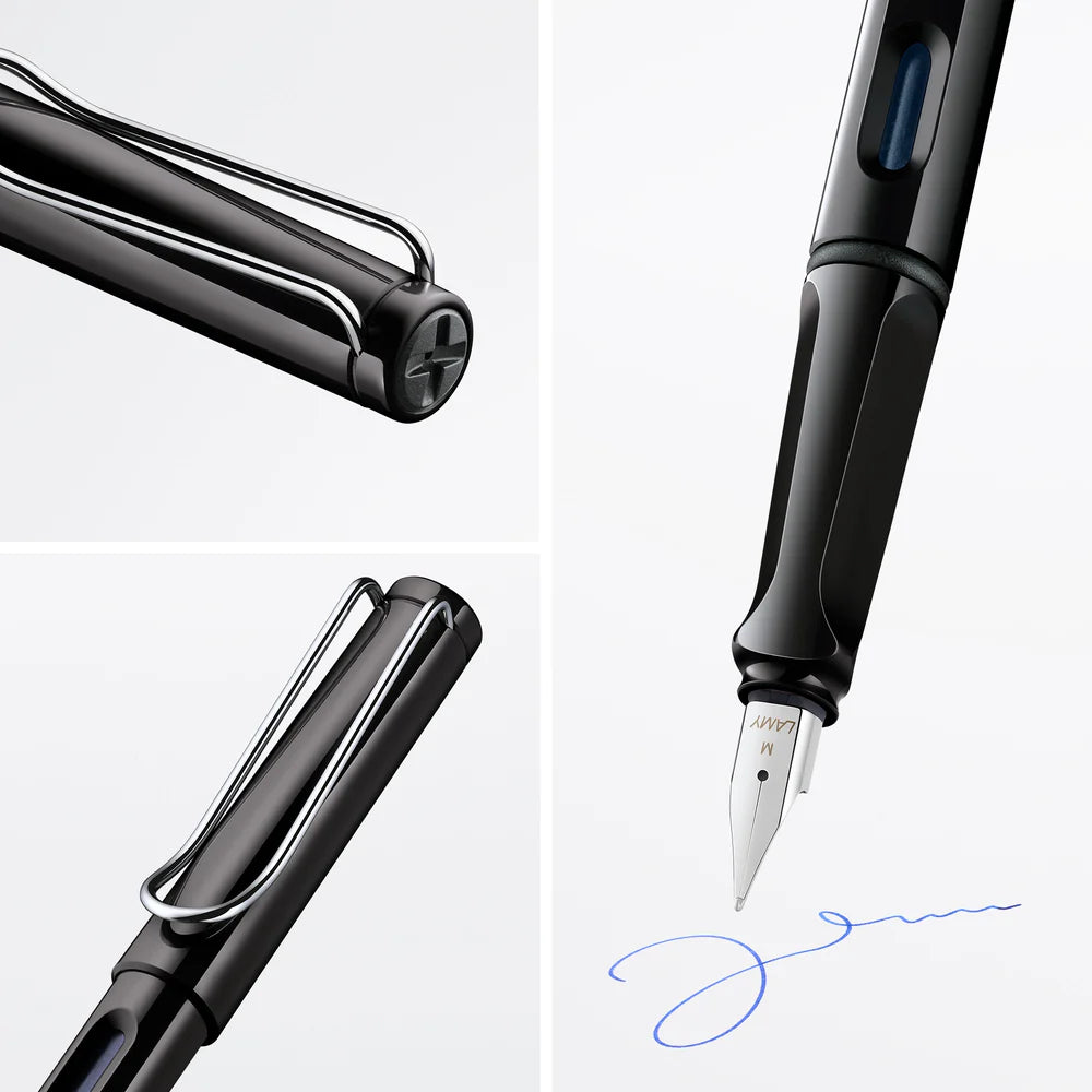 Fountain pen, icon, global success: the LAMY safari has been a beloved classic since its introduction in the 1980s and enjoys a cult status untypical for a writing instrument. Countless colours and ever-changing special editions make hearts beat faster - whether for the pencil case or the carefully curated fountain pen collection.
The LAMY safari is more than the sum of its details: it is aesthetic, robust and individual. The distinctive, self-sprung clip keeps the writing instrument securely fastened in p