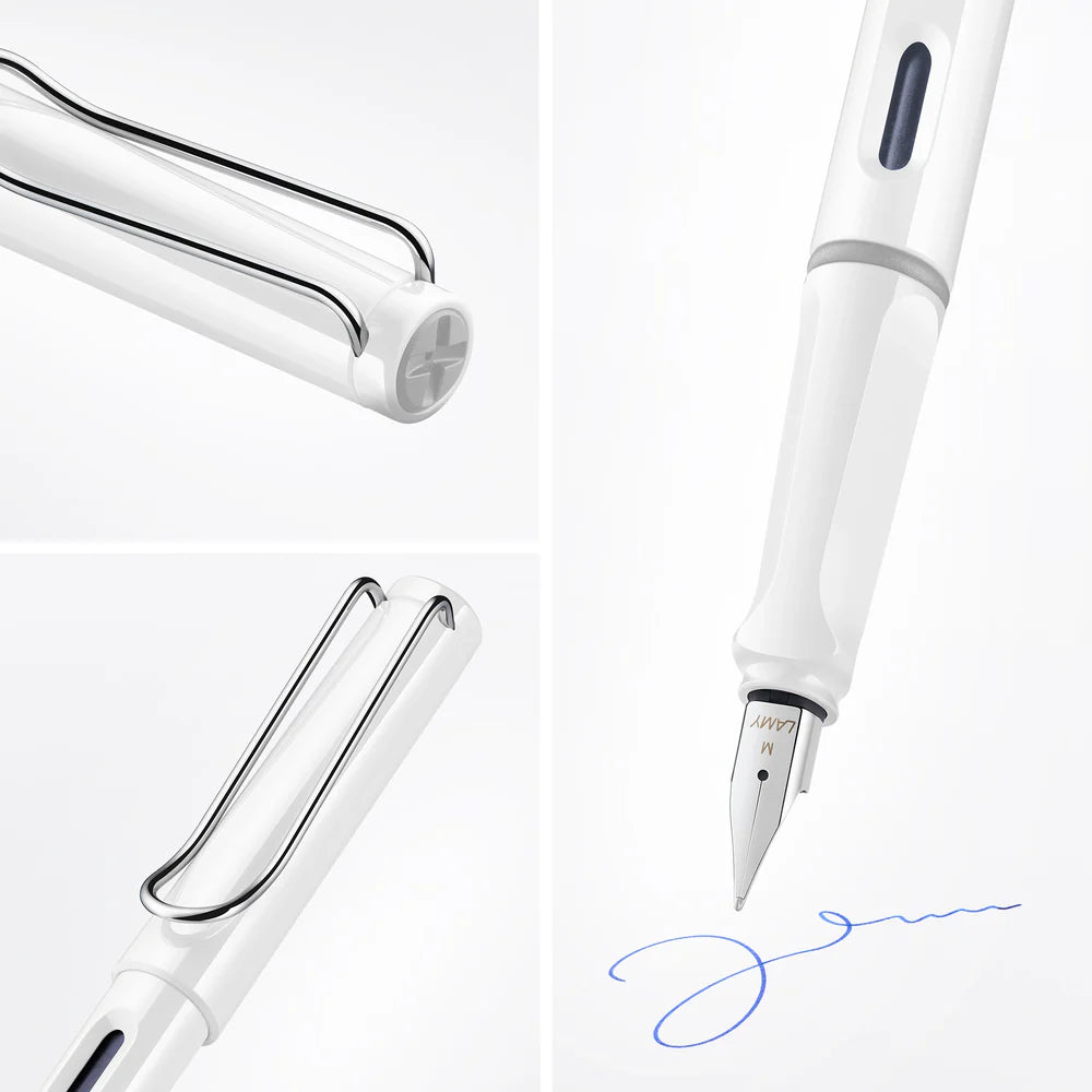 Fountain pen, icon, global success: the LAMY safari has been a beloved classic since its introduction in the 1980s and enjoys a cult status untypical for a writing instrument. Countless colours and ever-changing special editions make hearts beat faster - whether for the pencil case or the carefully curated fountain pen collection.
The LAMY safari is more than the sum of its details: it is aesthetic, robust and individual. The distinctive, self-sprung clip keeps the writing instrument securely fastened in p