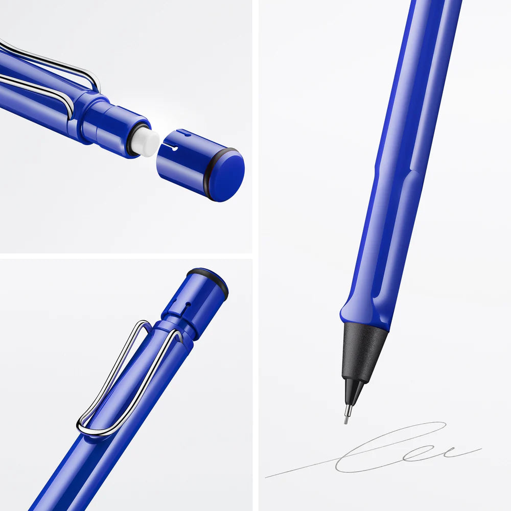 Fountain pen, icon, global success: the LAMY safari has been a beloved classic since its introduction in the 1980s and enjoys a cult status untypical for a writing instrument. Countless colours and ever-changing special editions make hearts beat faster - whether for the pencil case or the carefully curated fountain pen collection.
The LAMY safari is more than the sum of its details: it is aesthetic, robust and individual. The distinctive, self-sprung clip keeps the writing instrument securely fastened in p