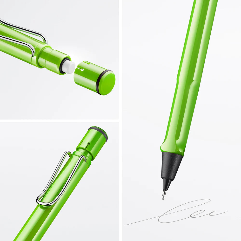 Fountain pen, icon, global success: the LAMY safari has been a beloved classic since its introduction in the 1980s and enjoys a cult status untypical for a writing instrument. Countless colours and ever-changing special editions make hearts beat faster - whether for the pencil case or the carefully curated fountain pen collection.
The LAMY safari is more than the sum of its details: it is aesthetic, robust and individual. The distinctive, self-sprung clip keeps the writing instrument securely fastened in p