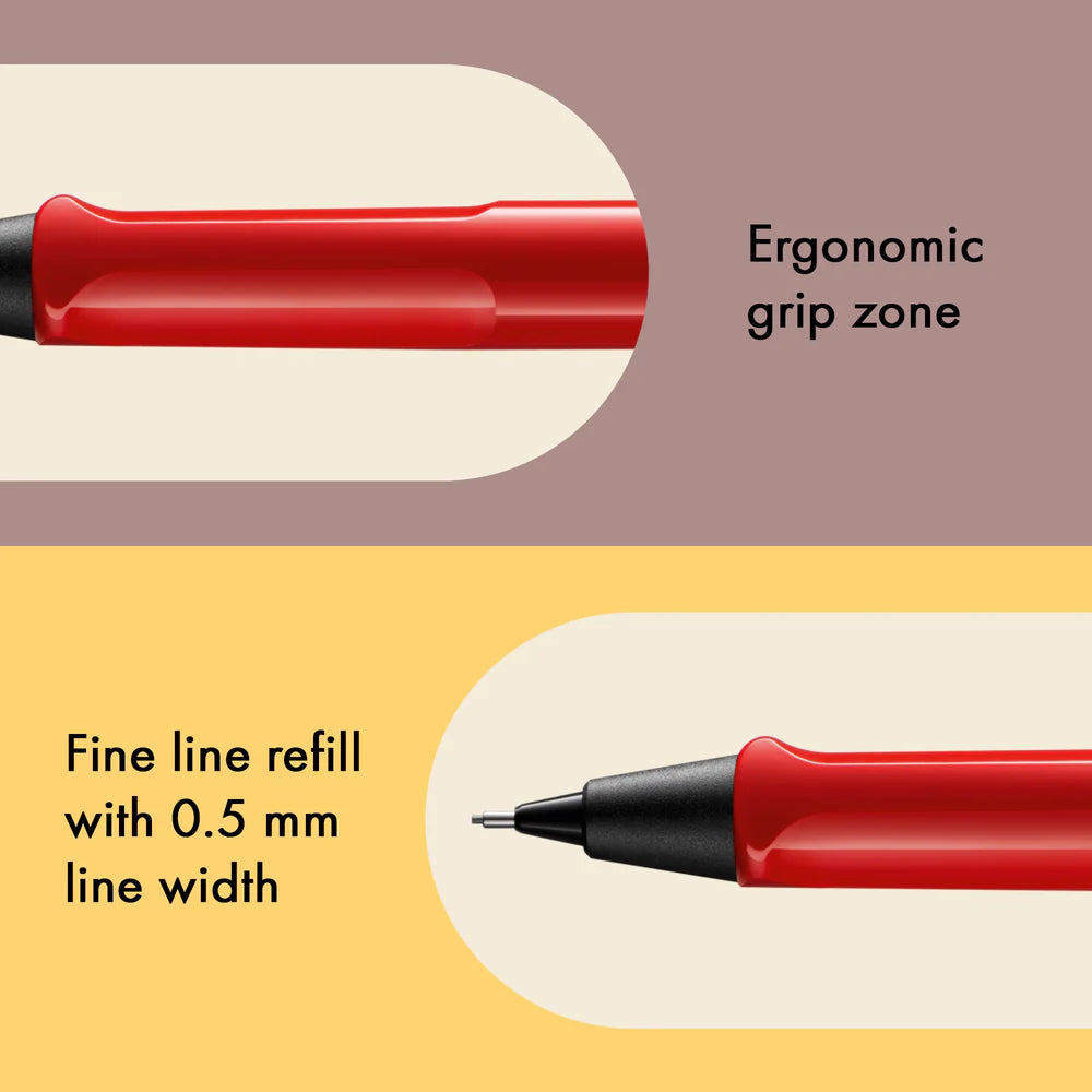 Fountain pen, icon, global success: the LAMY safari has been a beloved classic since its introduction in the 1980s and enjoys a cult status untypical for a writing instrument. Countless colours and ever-changing special editions make hearts beat faster - whether for the pencil case or the carefully curated fountain pen collection.
The LAMY safari is more than the sum of its details: it is aesthetic, robust and individual. The distinctive, self-sprung clip keeps the writing instrument securely fastened in p