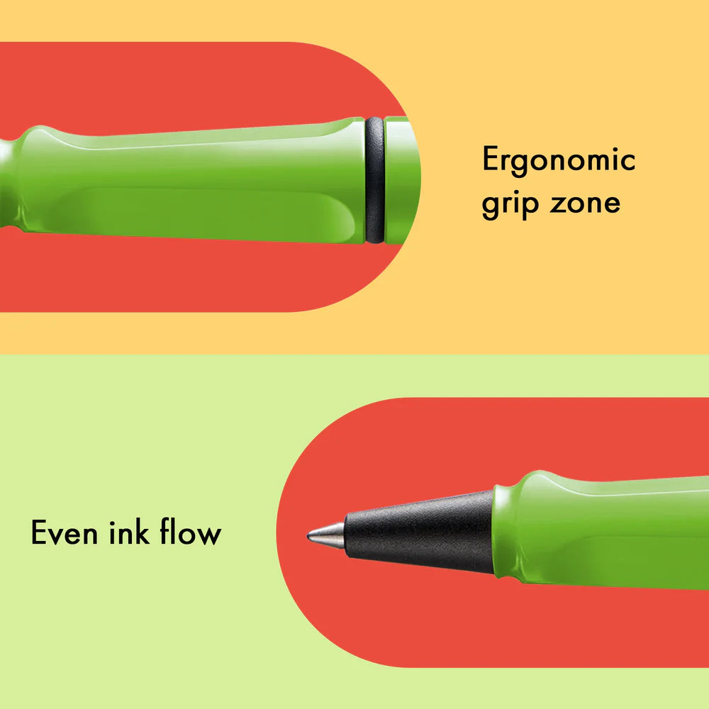 Fountain pen, icon, global success: the LAMY safari has been a beloved classic since its introduction in the 1980s and enjoys a cult status untypical for a writing instrument. Countless colours and ever-changing special editions make hearts beat faster - whether for the pencil case or the carefully curated fountain pen collection.
The LAMY safari is more than the sum of its details: it is aesthetic, robust and individual. The distinctive, self-sprung clip keeps the writing instrument securely fastened in p