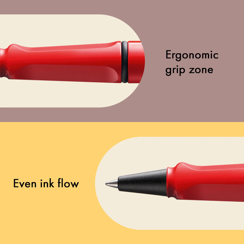 Fountain pen, icon, global success: the LAMY safari has been a beloved classic since its introduction in the 1980s and enjoys a cult status untypical for a writing instrument. Countless colours and ever-changing special editions make hearts beat faster - whether for the pencil case or the carefully curated fountain pen collection.
The LAMY safari is more than the sum of its details: it is aesthetic, robust and individual. The distinctive, self-sprung clip keeps the writing instrument securely fastened in p