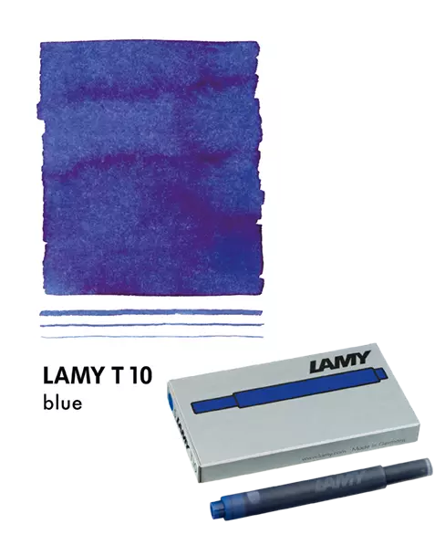 With their intense colors and long range, the LAMY T10 large capacity ink cartridges ensure pleasant, even writing - whether in everyday life, in the office, or at school. The ink cartridges offer an even flow and provide a smooth, precise writing experience for stylish writing without scratches. These ink cartridges fit all Lamy fountain pens, except the LAMY 2000.
Includes 5 cartridges with a 1.25ml capacity in each pack.