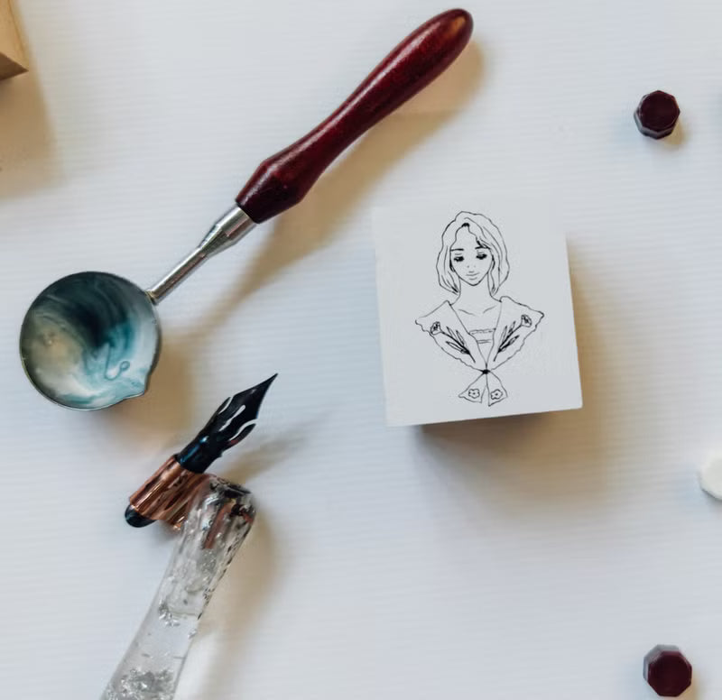 La Dolce Vita - Flower Scarf Girl Wooden Stamp