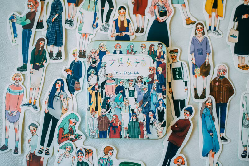 La Dolce Vita - Stationery Store Girl Tin Box Sticker Set