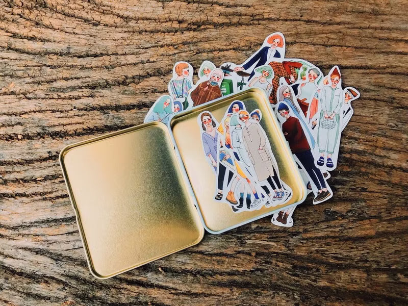 La Dolce Vita - Stationery Store Girl Tin Box Sticker Set