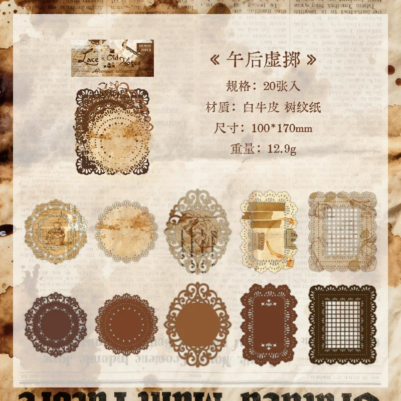 This vintage themed ephemera pack includes 20 pieces of cute paper materials in different color schemes! Each pack comes with pieces in 4 varying styles with 5 of each design.
These pieces make great card decoration, collage pieces, or additions to your journal spreads!