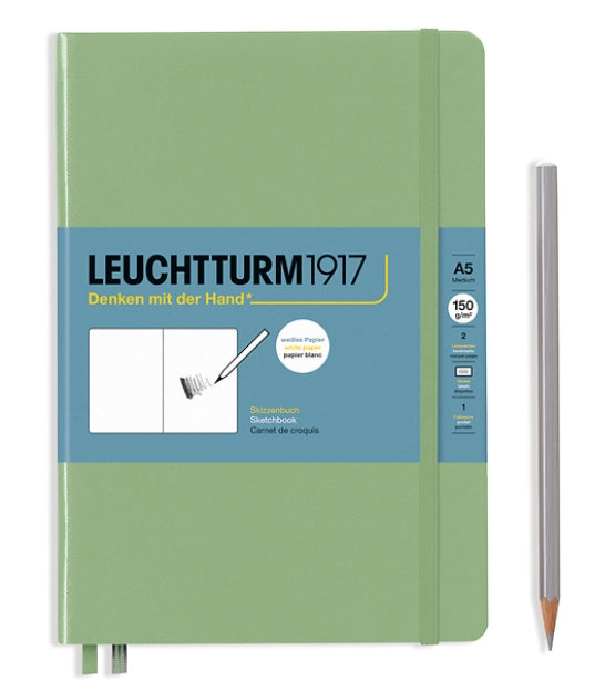 Sketching mental images, portraying people, drawing landscapes, painting, scribbling, shading, colouring and capturing what we see on paper, whenever something inspires us. All of this is now possible on our upgraded paper quality. 112 pages, 150g white paper; ideal for use with pencil, charcoal, chalk and ink. In addition to the Medium (A5) and Master (A4+) sizes, our new sketchbooks are now available in Medium (A5) Landscape and Square format. Four formats in four fresh colours. Just add your creative inp