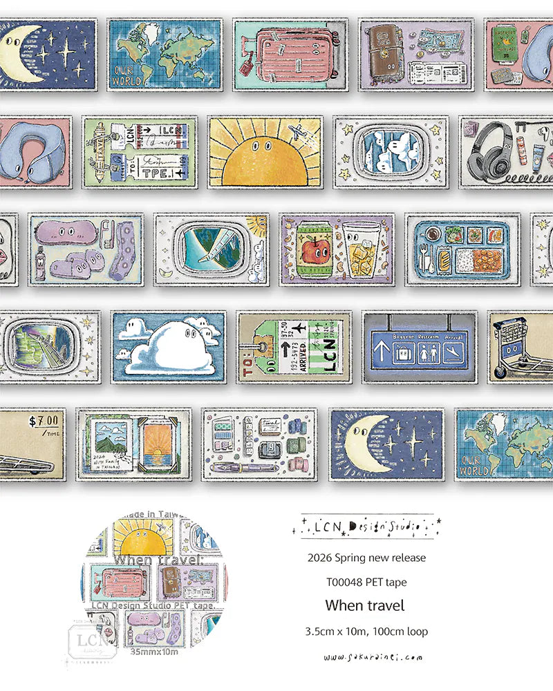 Lin Chia Ning PET Tape - When Travel
When travel color UV printing PET tape
Design by LinChiaNing
Made in Taiwan
PET tape.
Width: 5cm / Length: 10m
Loop: 100 cm
NOT pre-cut
Comes with one (1) roll of tape
Actual color might differ slightly from how it appears on screen due to differences in monitors