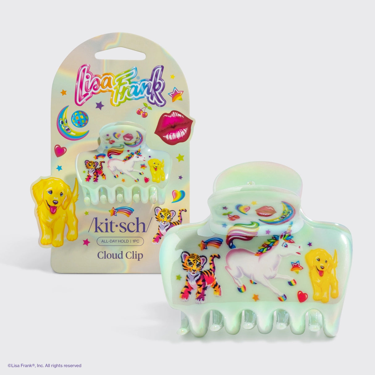 Add a radiant energy to your style inspired by Lisa Frank® colorful unicorn Markie™
Great for half-up styles, buns, and everyday updos. Lightweight, durable, and easy to wear!