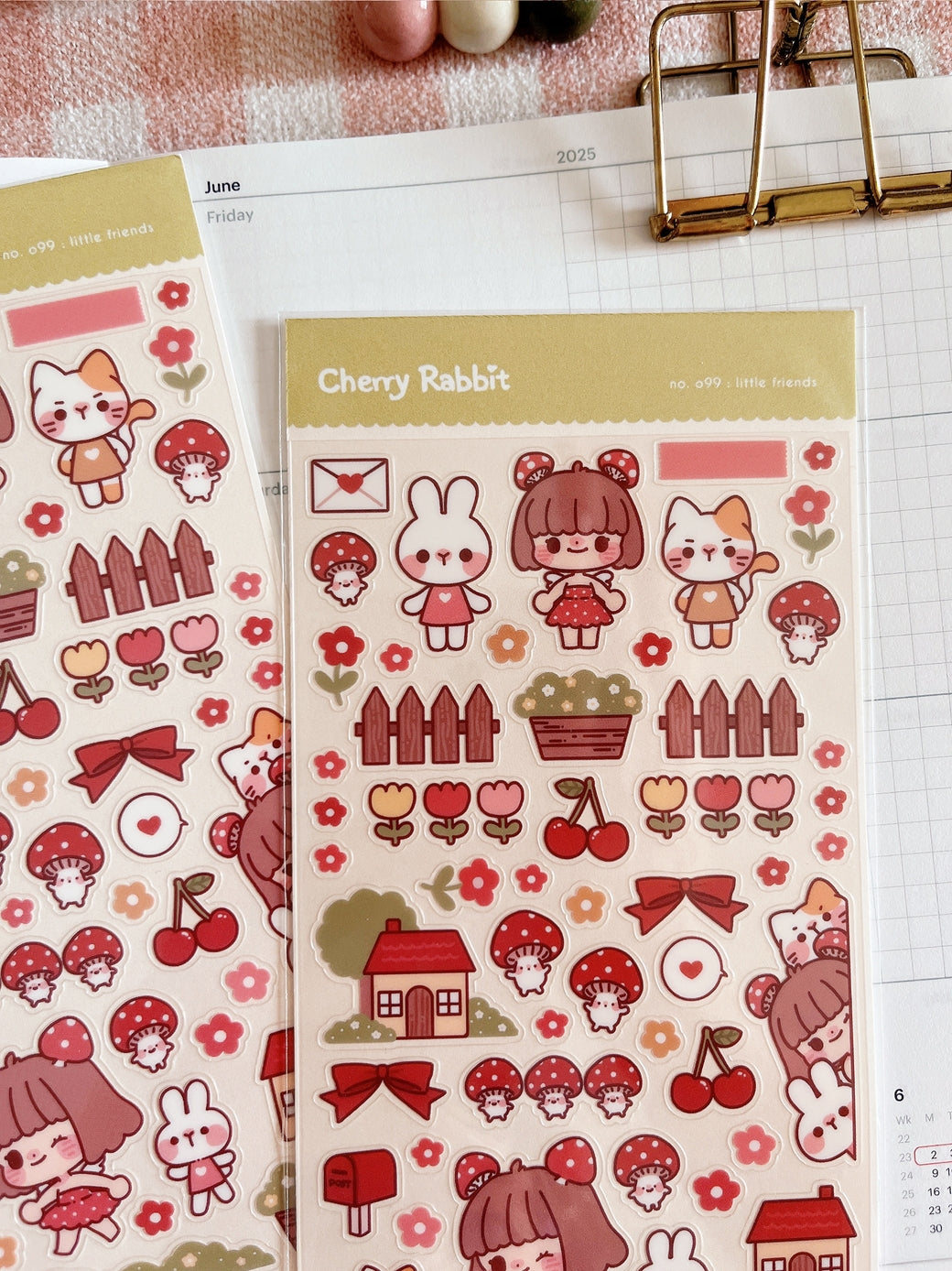 Cherry Rabbit Little Friends Sticker Sheet