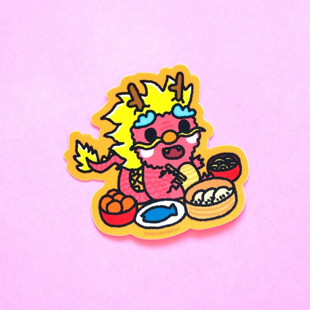 Lunar New Year Dragon Eating Sticker
