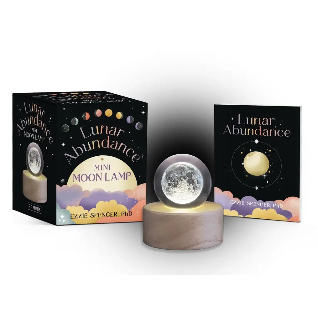 Connect to the moon’s cycles and add lunar beauty to your space with this gift set including a laser-engraved mini moon lamp, stand, mini book, and USB cable.
Specifications:
Lamp is laser-engraved with moon landscape and housed within in a solid, clear crystal (2 inches in diameter)
Light up the moon: The mini moon lamp lights up with an ON/OFF switch to illuminate the beautiful full moon
Includes Lunar Abundance guidebook: The accompanying full-color illustrated 48-page mini book (2-1/2 x 3 inches) outl
