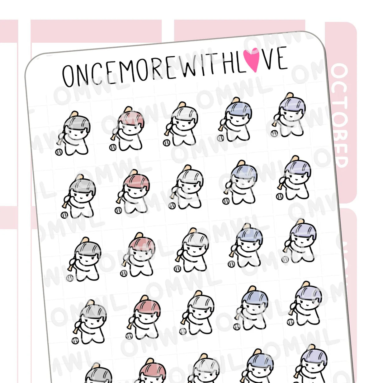 Once More With Love M1121 Baseball/Softball Sticker Sheet 2.0