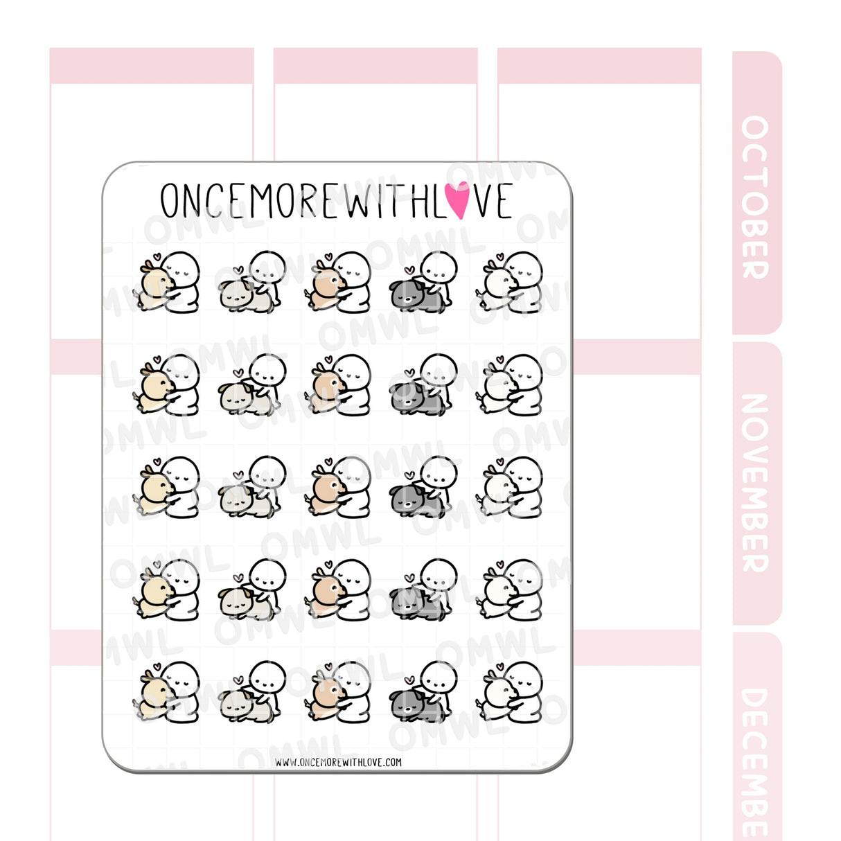 Pegatina M955 con abrazos de cachorro