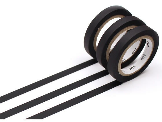 Cintas washi delgadas negras mate MT
