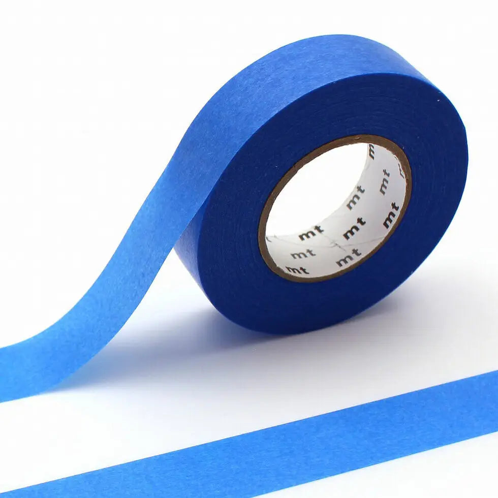 MT Washi Tape - Ganshin Blue
mt is the original washi masking tape, made in Japan by Kamoi Kakoshi. mt is colourful tape which is easy to tear by hand and reposition on nearly any surface. Write on it, layer it, and use it on paper, gifts, objects or the wall (mt won't damage paint - why not make a tape collage?) mt washi masking tape is now sold throughout the world in hundreds of colours and patterns.
The brilliant, saturated color of 'ganshin' tape is created when the base paper is dyed with colored re