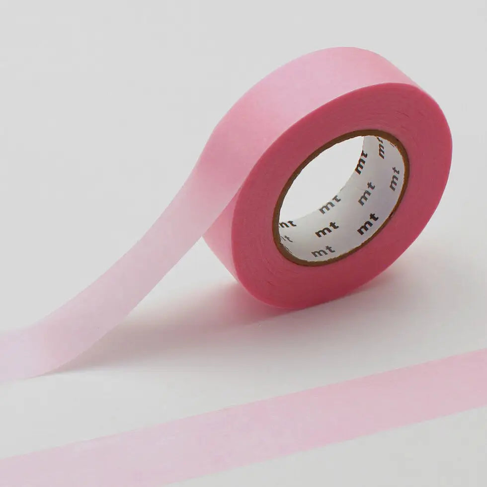 mt is the original washi masking tape, made in Japan by Kamoi Kakoshi. mt is colourful tape which is easy to tear by hand and reposition on nearly any surface. Write on it, layer it, and use it on paper, gifts, objects or the wall (mt won't damage paint - why not make a tape collage?) mt washi masking tape is now sold throughout the world in hundreds of colours and patterns.
The brilliant, saturated color of 'ganshin' tape is created when the base paper is dyed with colored resin. This unique process also
