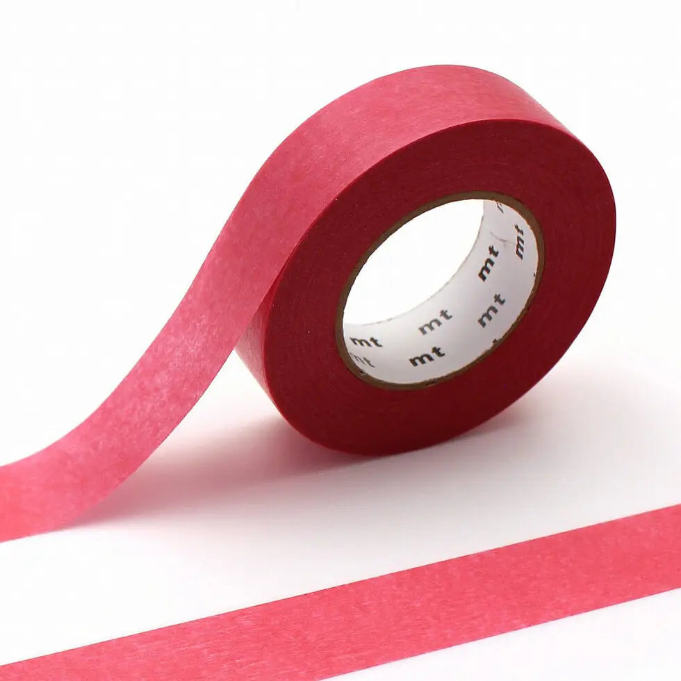 mt is the original washi masking tape, made in Japan by Kamoi Kakoshi. mt is colourful tape which is easy to tear by hand and reposition on nearly any surface. Write on it, layer it, and use it on paper, gifts, objects or the wall (mt won't damage paint - why not make a tape collage?) mt washi masking tape is now sold throughout the world in hundreds of colours and patterns.
The brilliant, saturated color of 'ganshin' tape is created when the base paper is dyed with colored resin. This unique process also