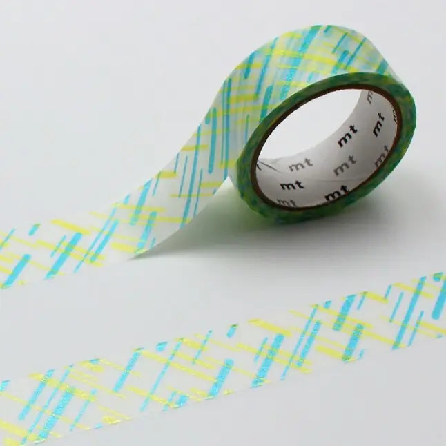 mt is the original washi masking tape, made in Japan by Kamoi Kakoshi. mt is colourful tape which is easy to tear by hand and reposition on nearly any surface. Write on it, layer it, and use it on paper, gifts, objects or the wall (mt won't damage paint - why not make a tape collage?) mt washi masking tape is now sold throughout the world in hundreds of colours and patterns.
Enjoy mt as a part of your daily life, adding a little colour everywhere.
All tapes are 15mm x 7m (0.6"X23')