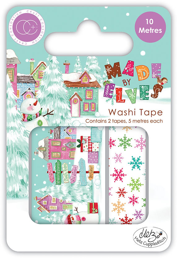 Cinta adhesiva washi Made By Elves, paquete de 2