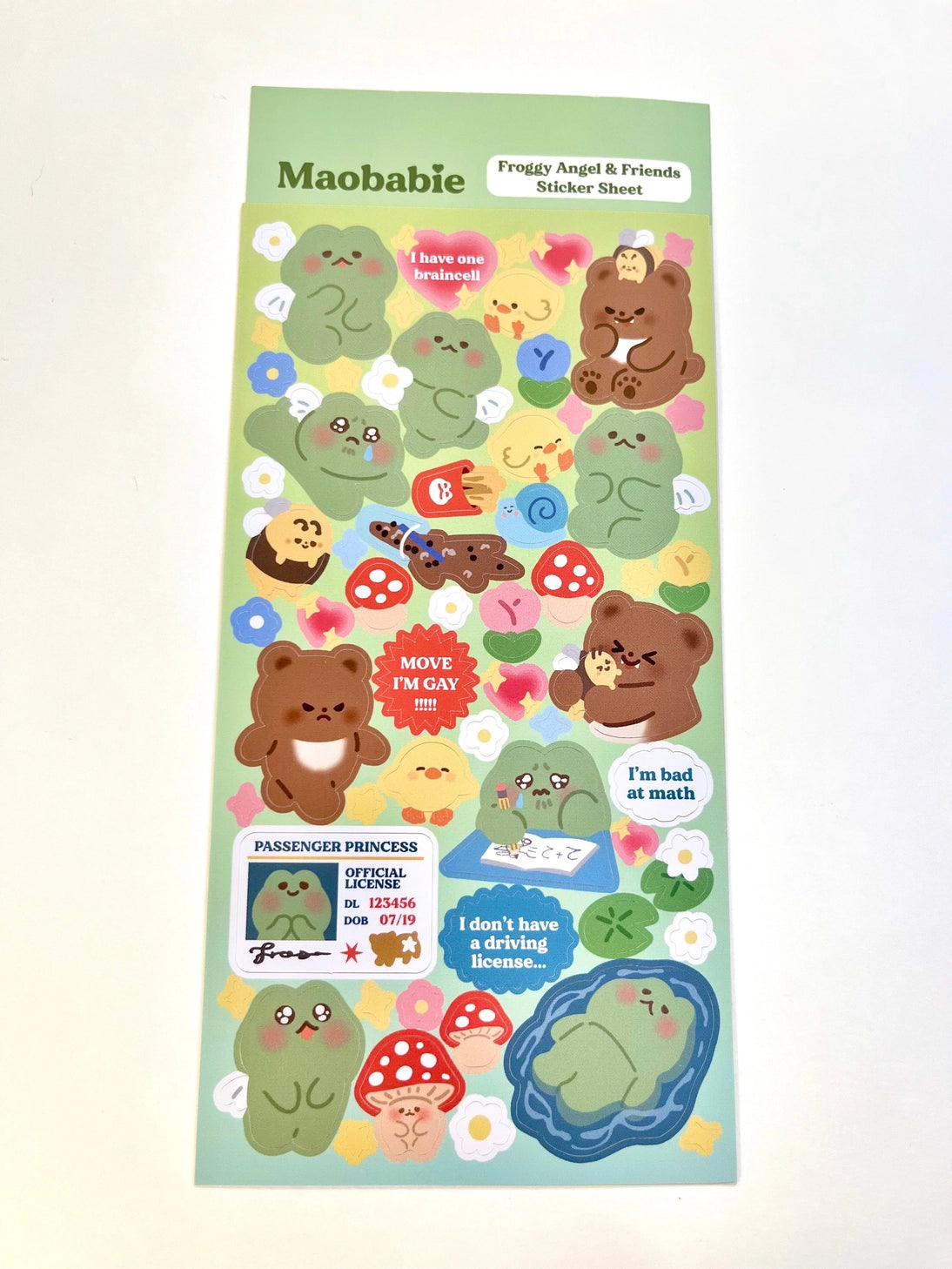 As Maobabie, we present our Sticker Sheet - Froggy Angel & Friends, crafted with love by our indie artist, Jennie. Printed on matte vinyl paper, this sheet measures 210mmx170mm, making it an ideal size for decorating your phone, laptop, or any other surface. Get ready to experience our cute and soft illustrations, bringing a touch of charm to your everyday items. With Maobabie, it's all about adding a dash of whimsy to your world.
Includes one (1) sticker sheet