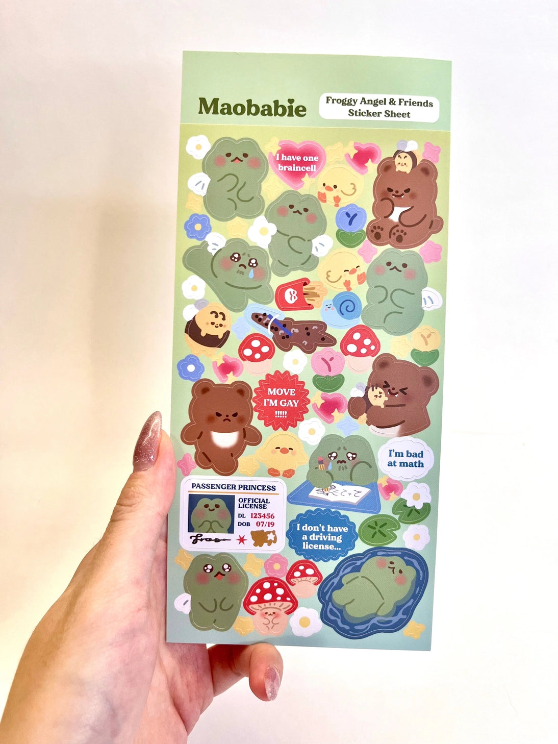 As Maobabie, we present our Sticker Sheet - Froggy Angel & Friends, crafted with love by our indie artist, Jennie. Printed on matte vinyl paper, this sheet measures 210mmx170mm, making it an ideal size for decorating your phone, laptop, or any other surface. Get ready to experience our cute and soft illustrations, bringing a touch of charm to your everyday items. With Maobabie, it's all about adding a dash of whimsy to your world.
Includes one (1) sticker sheet