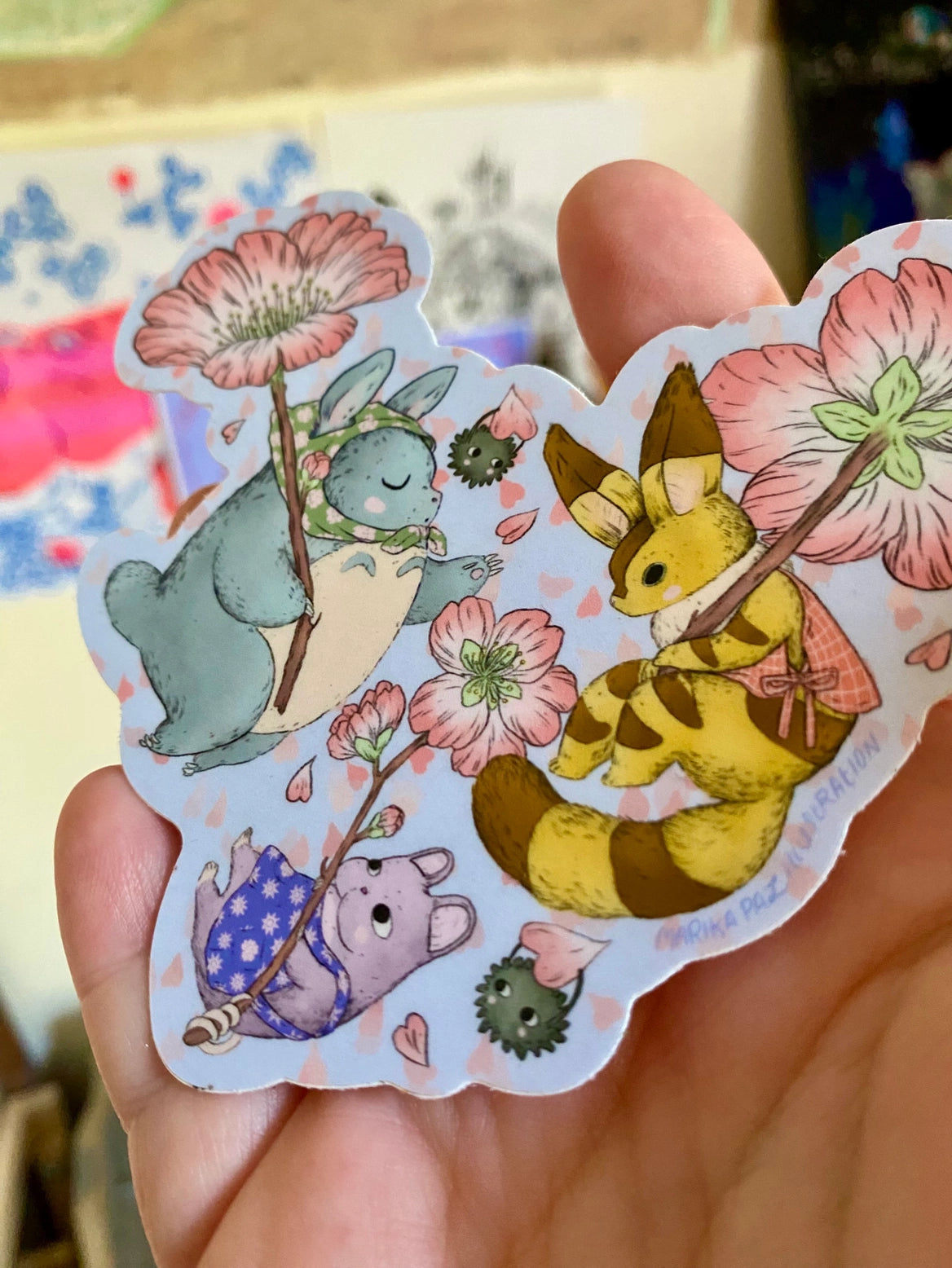 Marika Paz Illustration - Cherry Blossom Friends Sticker