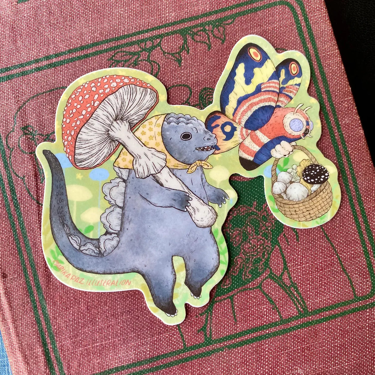 Two little Kaiju friends go foraging for mushrooms together. This vinyl matte sticker is weather and waterproof-stick it on a notebook, bike, or car- it's going to stick around! Heck, throw it on a water bottle and through the dishwasher. This sticker can go anywhere.
Sticker measures 3.9" x 4"
Printed in USA.