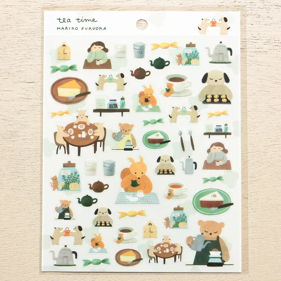 This cute sticker designed by illustrator Mariko Fukuoka looks like a delicious aroma might waft through the air at any moment. Freshly baked cookies served with coffee brewed by a bear barista.
Printed on PET material, the stickers have a smooth, durable finish that’s easy to peel and place - great for both everyday use and special projects.
✨ Product Details
Smooth, durable PET sticker material
Perfect for planners, journals, scrapbooking, and cardmaking
Backing Sheet Size: 141 × 188 mm
Sticker sheet