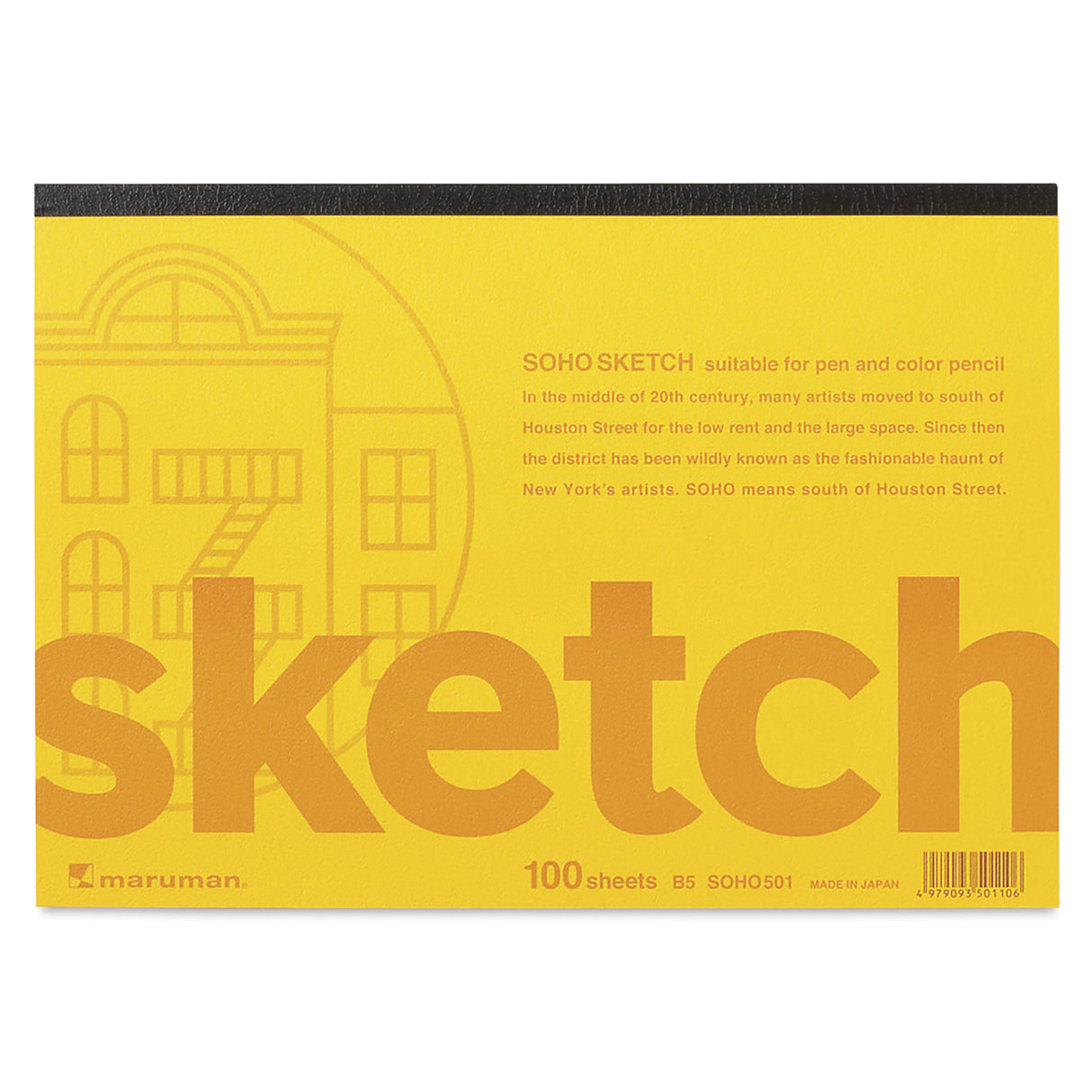 Art & design paper "SOHO" that allows you to write out infinite ideas
The 100-sheet binding that can be fully used is easy to use from design to practice sketching.
100 sheets bound for plenty of use
The thin paper won't tear even when force is applied, and is also suitable for felt tip pens and colored pencils
The top-glue binding allows the paper to be peeled off neatly one sheet at a time.
●Size: B5 7.2" x 10.1"
●Binding: Glue pad
●Cover material: Colored drawing paper
●Number of sheets: 100 shee
