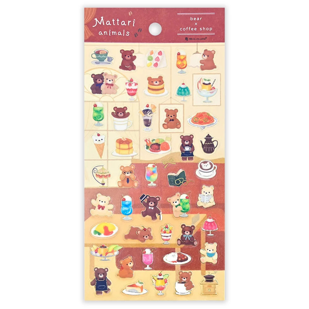 Mattari Animals Bear x Coffee Shop Sticker Sheet
These are transparent stickers with cute relaxed animals and shining gold leaf.
We adorably drew a relaxing bear along with café menu items like cream soda and sweets. Perfect for any journal or planner.
Height 165× Width 90mm
Transparent Stickers
Sticker Gold Foil Stamping Finish
Pattern Backing Card