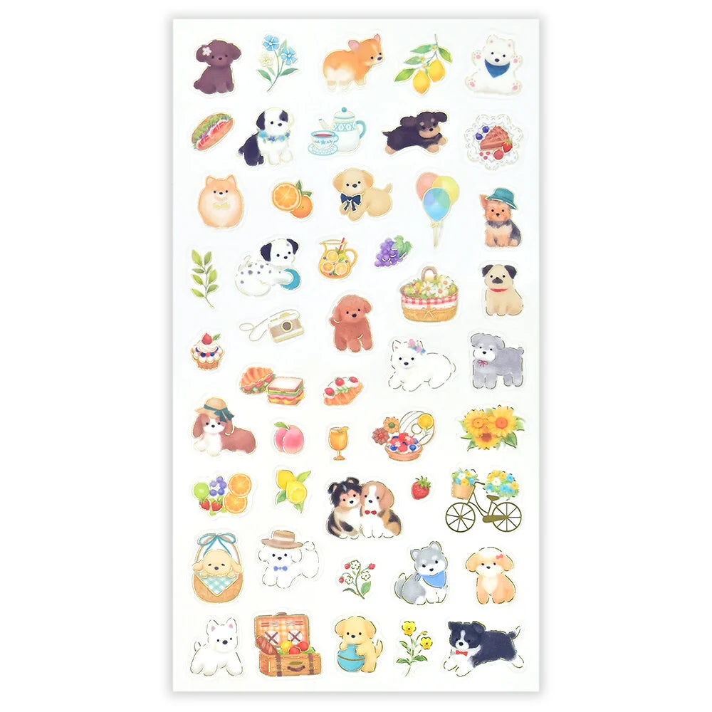 Mattari Animals Dog x Picnic Sticker Sheet
These are transparent stickers with cute relaxed animals and shining gold leaf.
Enjoy these adorable dogs playing at a picnic. Perfect for any journal or planner.
Height 165× Width 90mm
Transparent Stickers
Sticker Gold Foil Stamping Finish
Pattern Backing Card