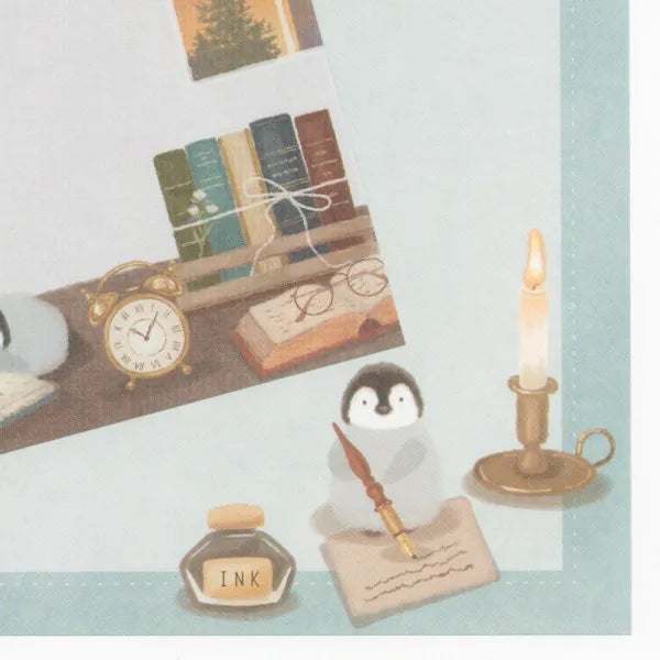 Relaxing Animals Day A note depicting each day of the animals living leisurely.
I drew a penguin enjoying reading in the study with candles and lights
It is a fun design that can be used according to your mood with two pattern assortments.
100 × 100 mm in height and 100 mm
2 patterns
80 Sheets