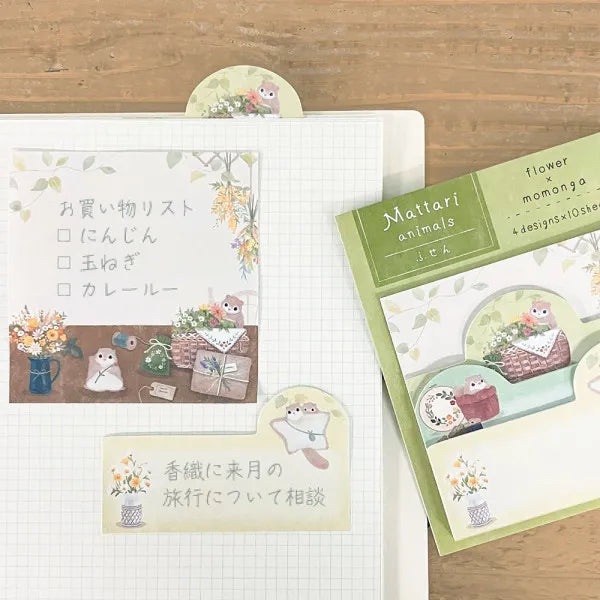 I drew various flowers and flying squirrels such as bouquets, swags, vases, and vases.
The die-cut type that can be used as an index and the easy-to-use square type are made into one scroll with a ten glue finish, and you can open it from your favorite pattern.
4 patterns assorted 40 pieces